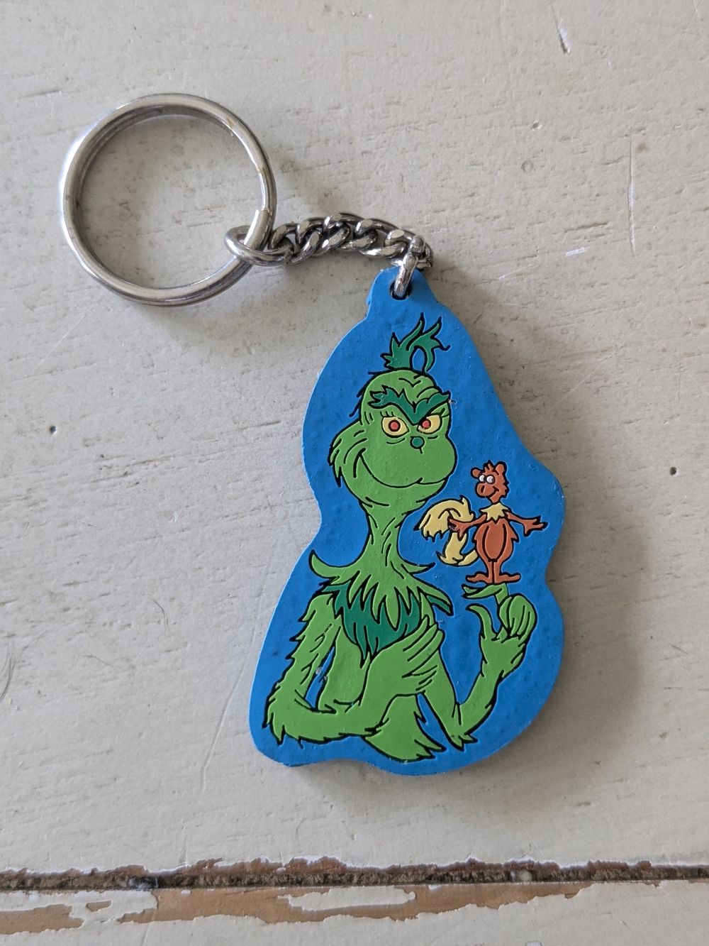 Vintage 1997 Grinch & Max Rubber Keychain